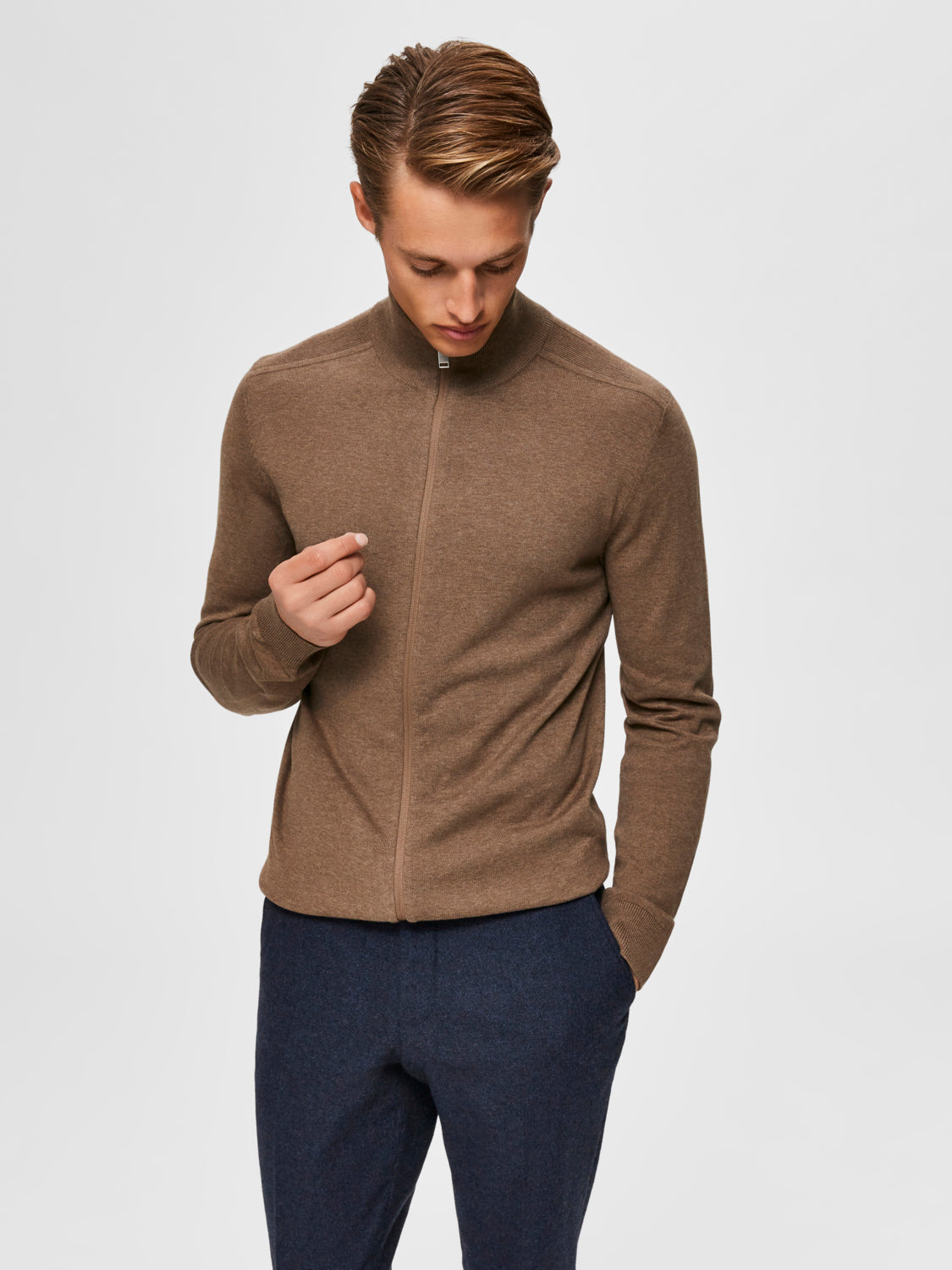 Berg fullzip cardigan  - Brun/ Teak